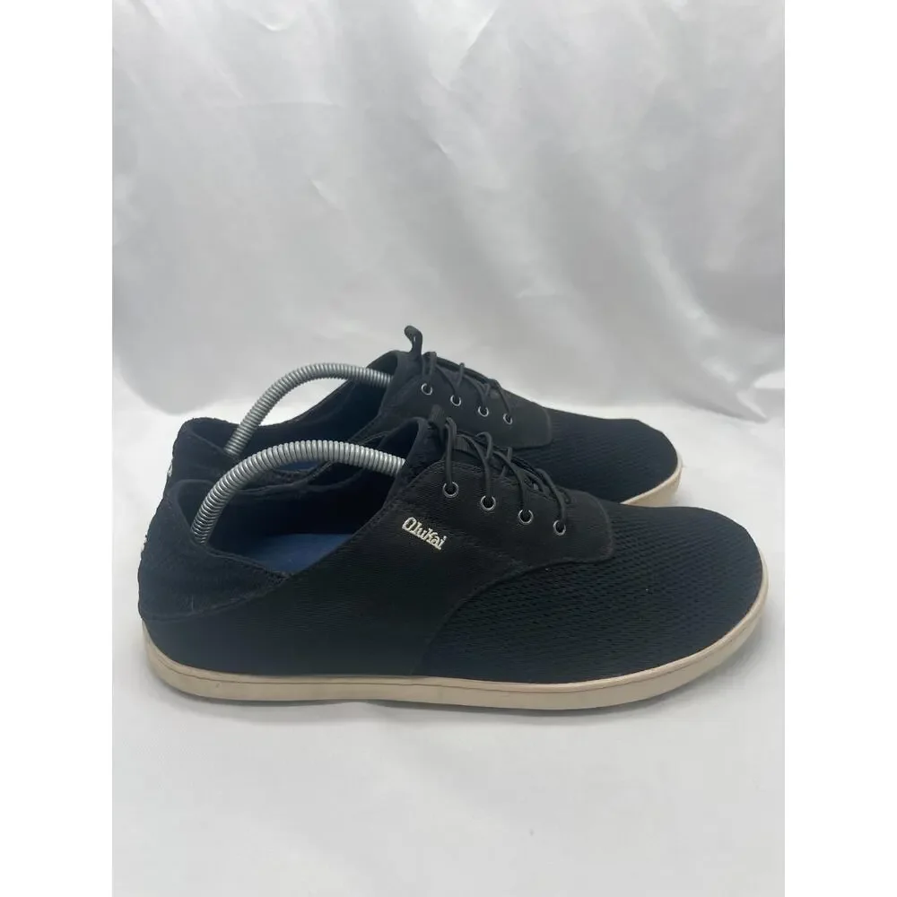 Olukai Men's‎ Nohea Moku Mesh Black Slip Ons Boat Shoes Mens 11.5